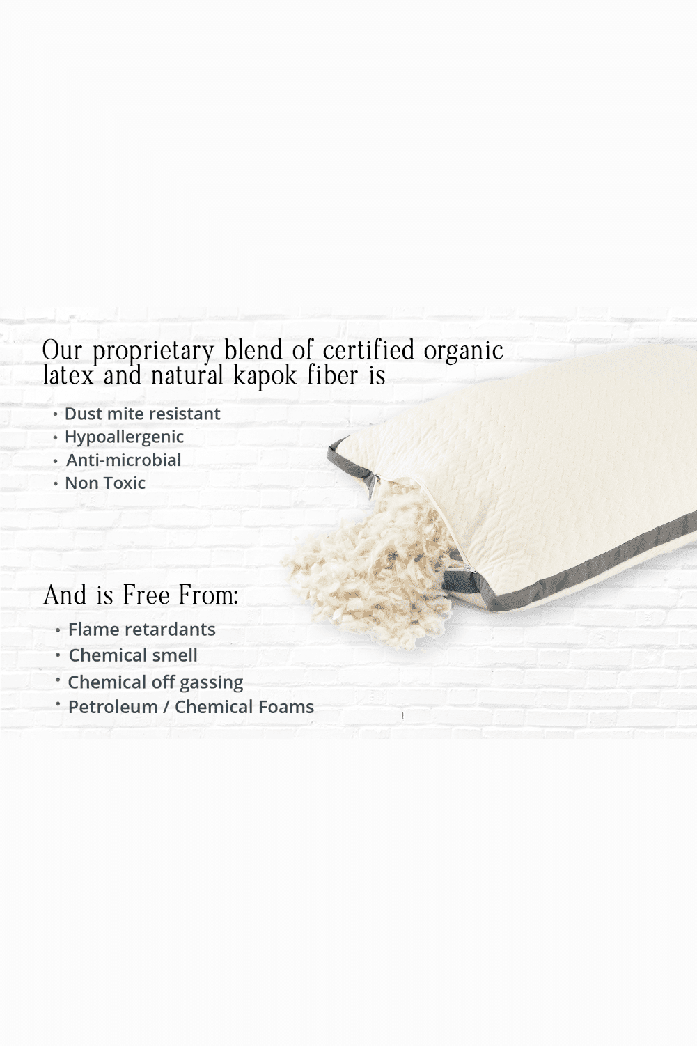 Organic Eco-Friendly Kapok & Natural latex Bed Pillows - Bed Pillow-Stomach, Back and Side Sleeping Pillow for All Sleepers