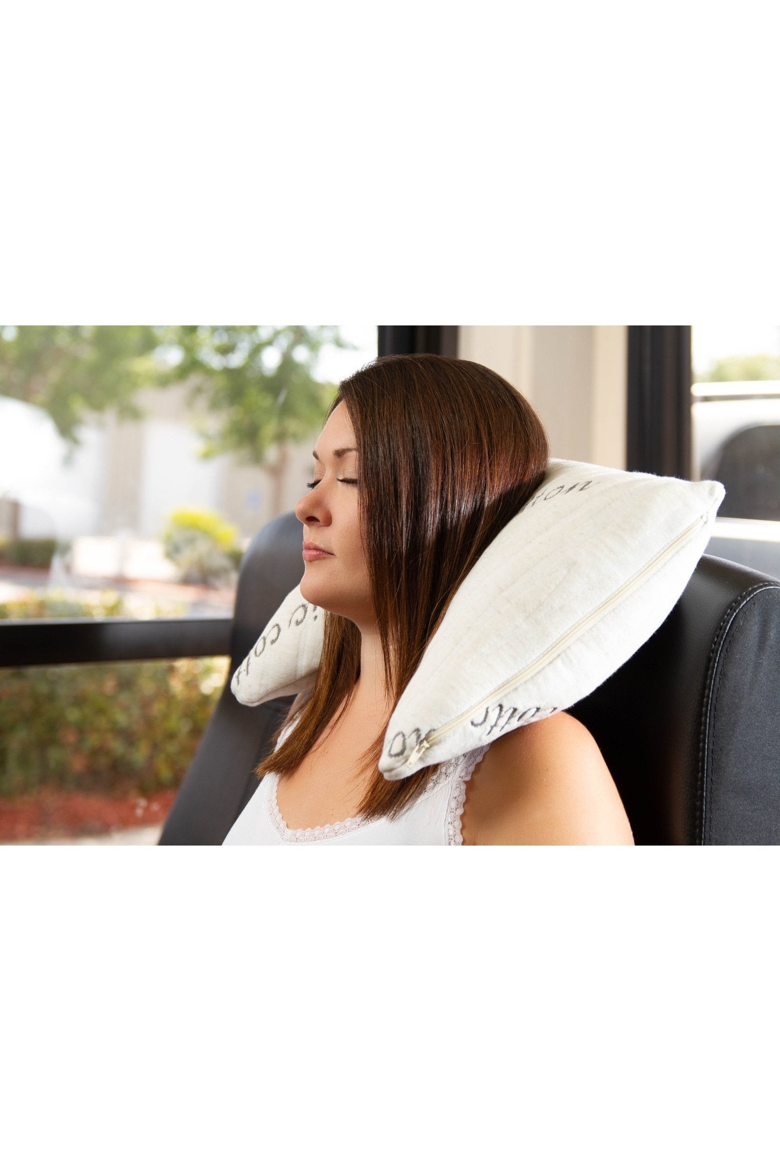 Natural Latex Travel Pillow - Neck Pillow for Airplanes and Cars - Adjustable Camping Pillow